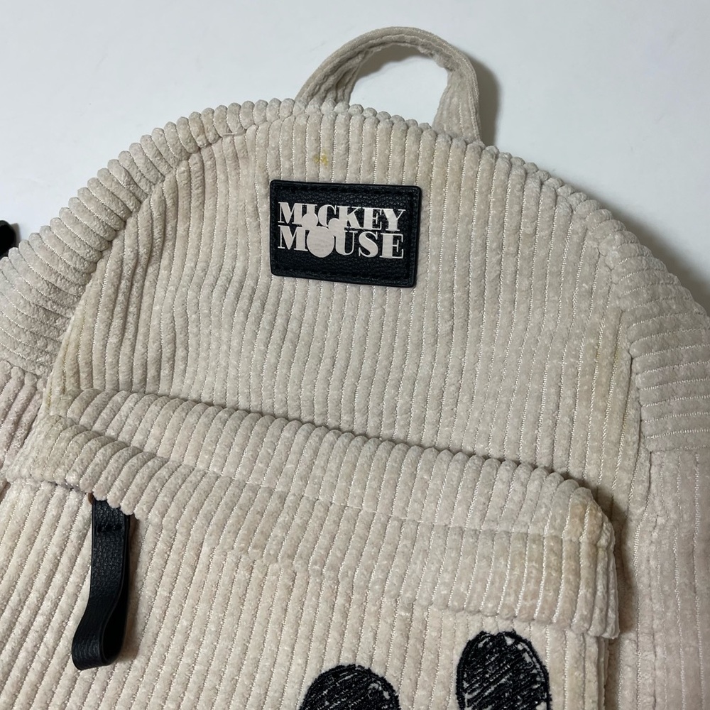Cream and Black Mini Backpack with Textured Fabric - Picture 4 of 15